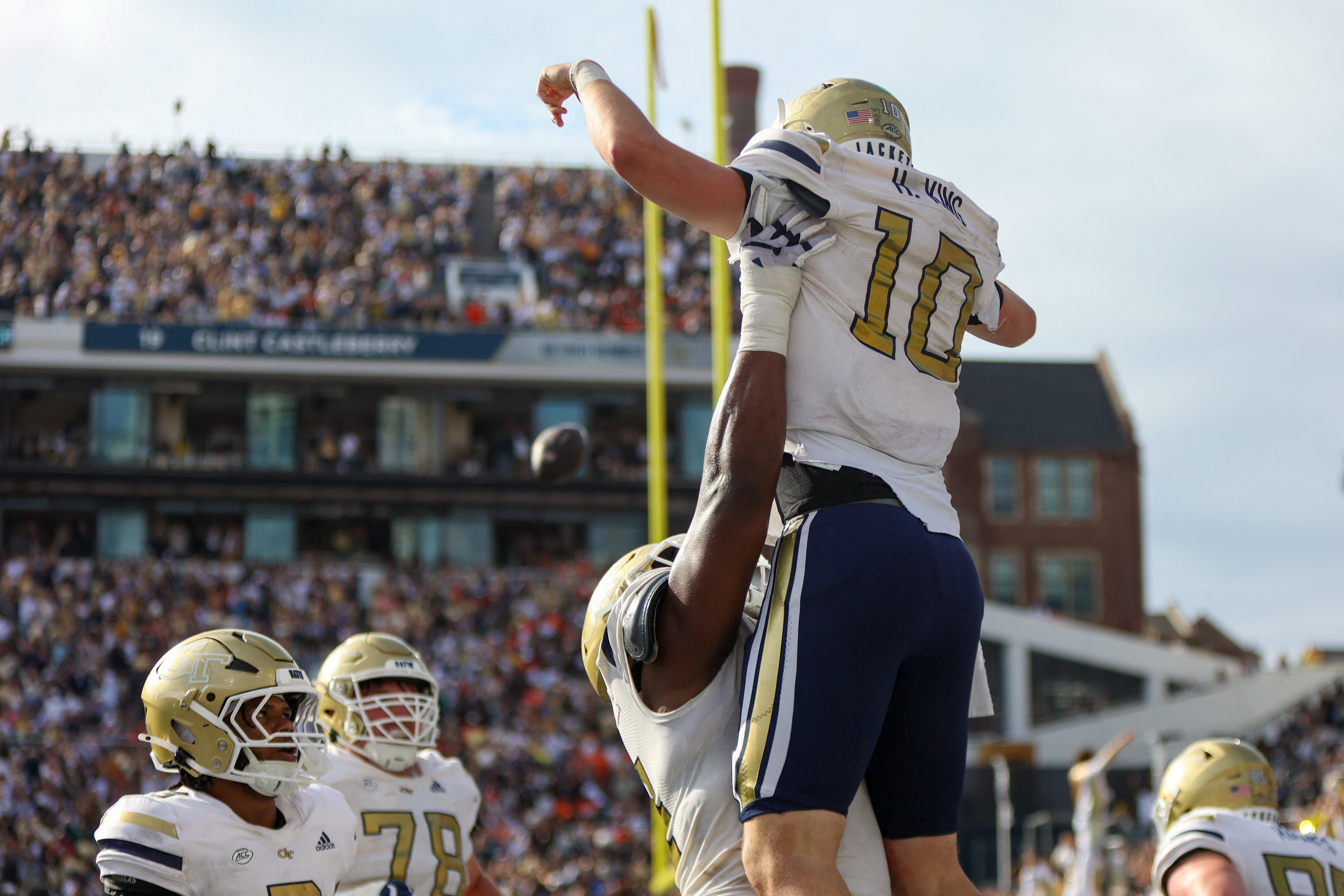 Georgia Tech Yellow Jackets quarterback Haynes King (10) celebrates after a touchdown USA Today Sports