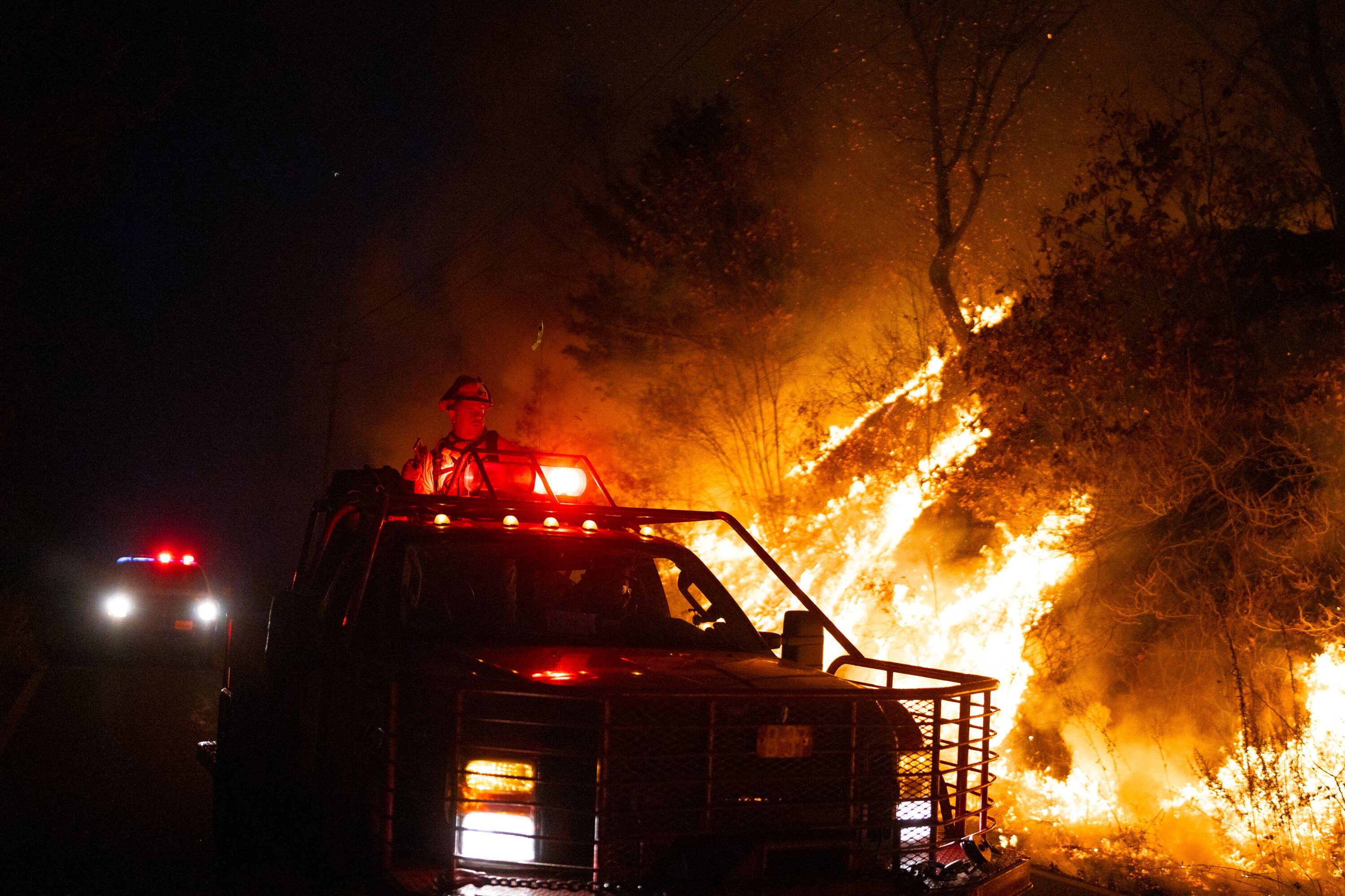 Firefighters monitor the Jennings Creek Wildfire impacting Passaic County, NJ and Orange County, NY near Jennings Creek, New Jersey Reuters