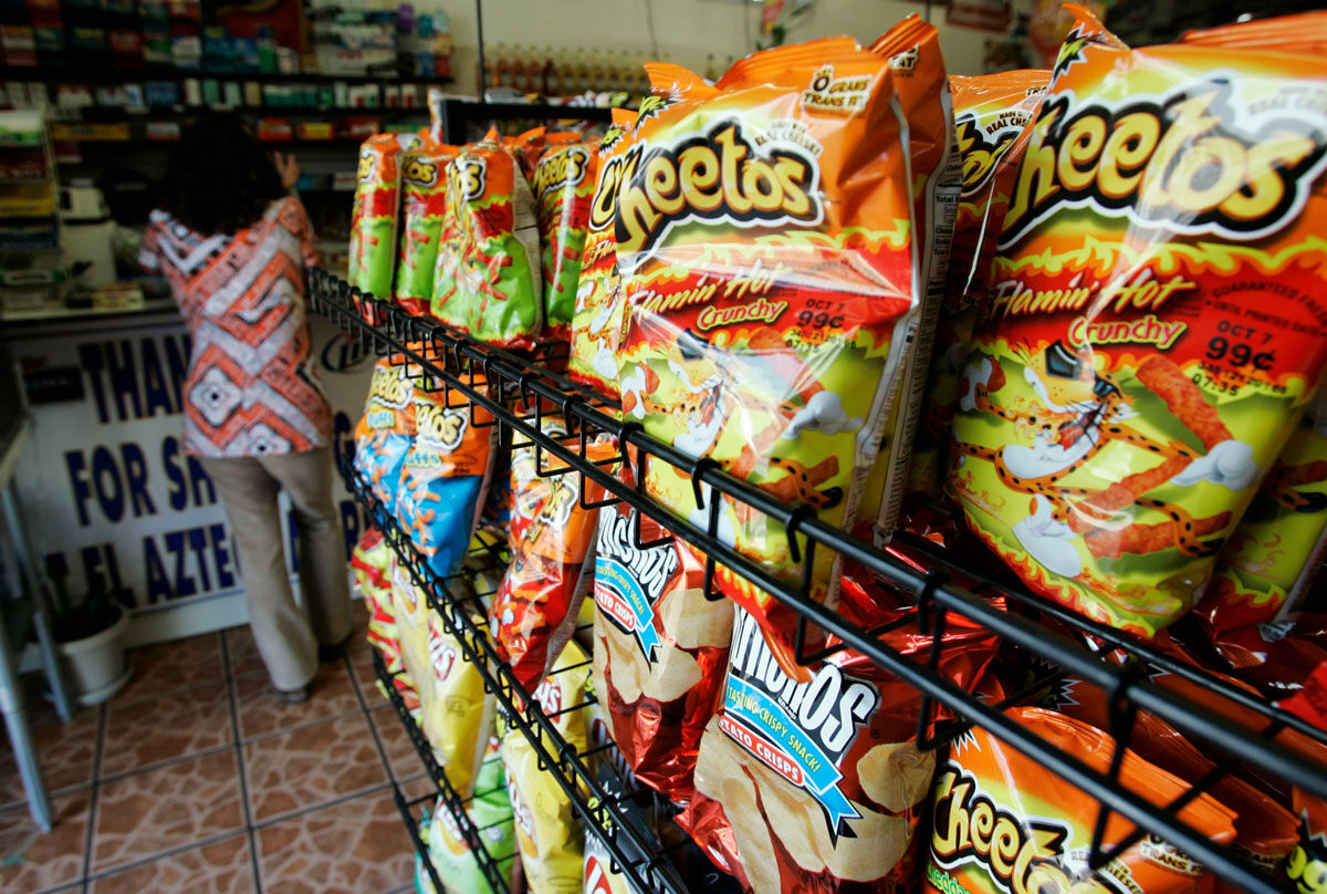 La Azteca Market is a typical example of masmall markets in South Los Angeles, with junk food near the front door and checkout counter, seen Friday, Aug. 22, 2008. In the poorest parts of Los Angeles, a grocery store or a sit-down restaurant can be hard to come by, a reality local officials fault for the higher rates of obesity, diabetes and other health problems that plague the area disproportionately. (AP Photo/Reed Saxon)