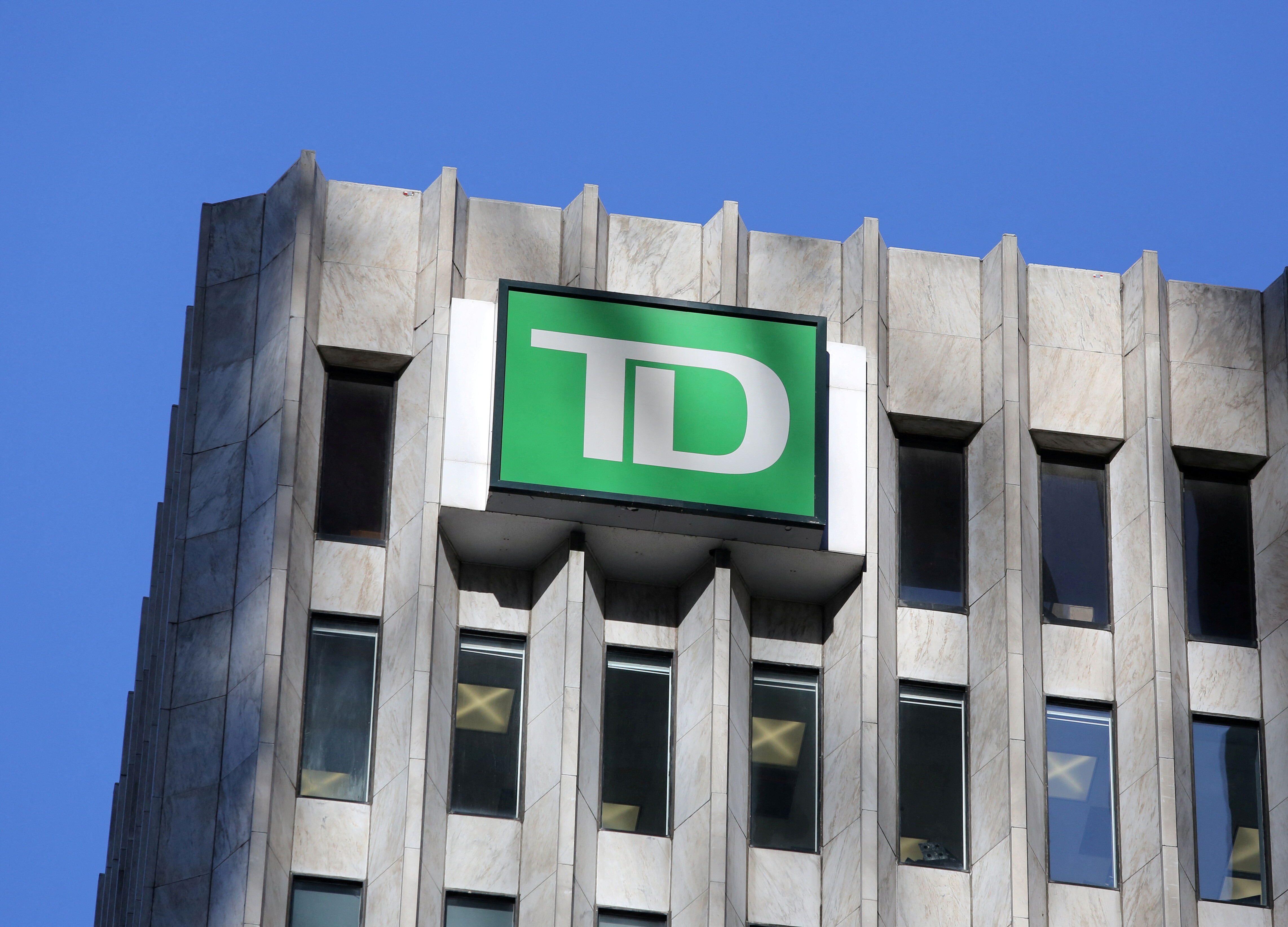 The Toronto Dominion (TD) bank logo is seen on a building in Toronto, Ontario, Canada March 16, 2017. REUTERS/Chris Helgren/File Photo