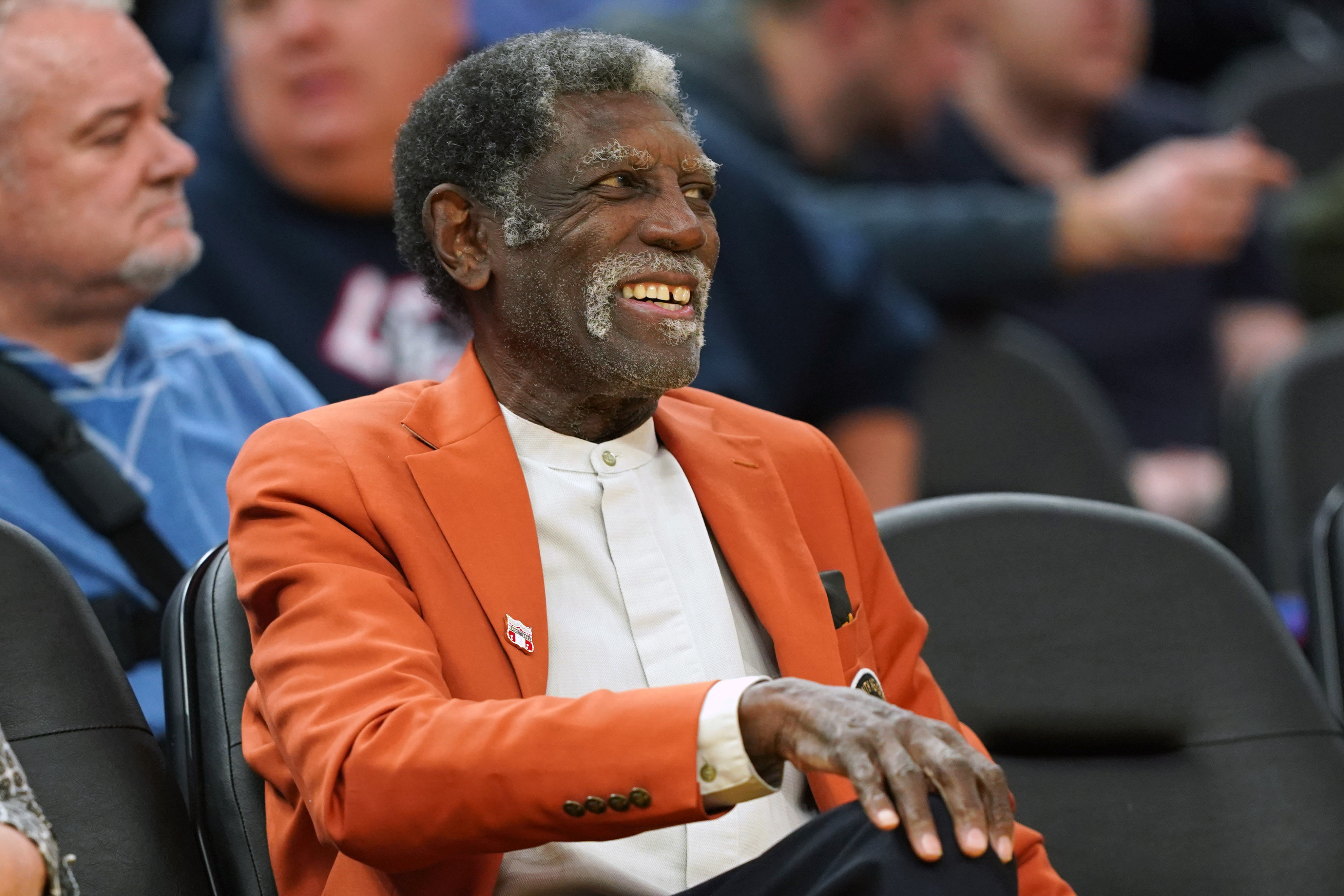 Dec 21, 2019; San Francisco, California, USA; Basketball Hall of Fame member Al Attles sits courtside during the game between the Arizona Wildcats and the St. John's Red Storm at Chase Center. credit: Darren Yamashita-USA TODAY Sports