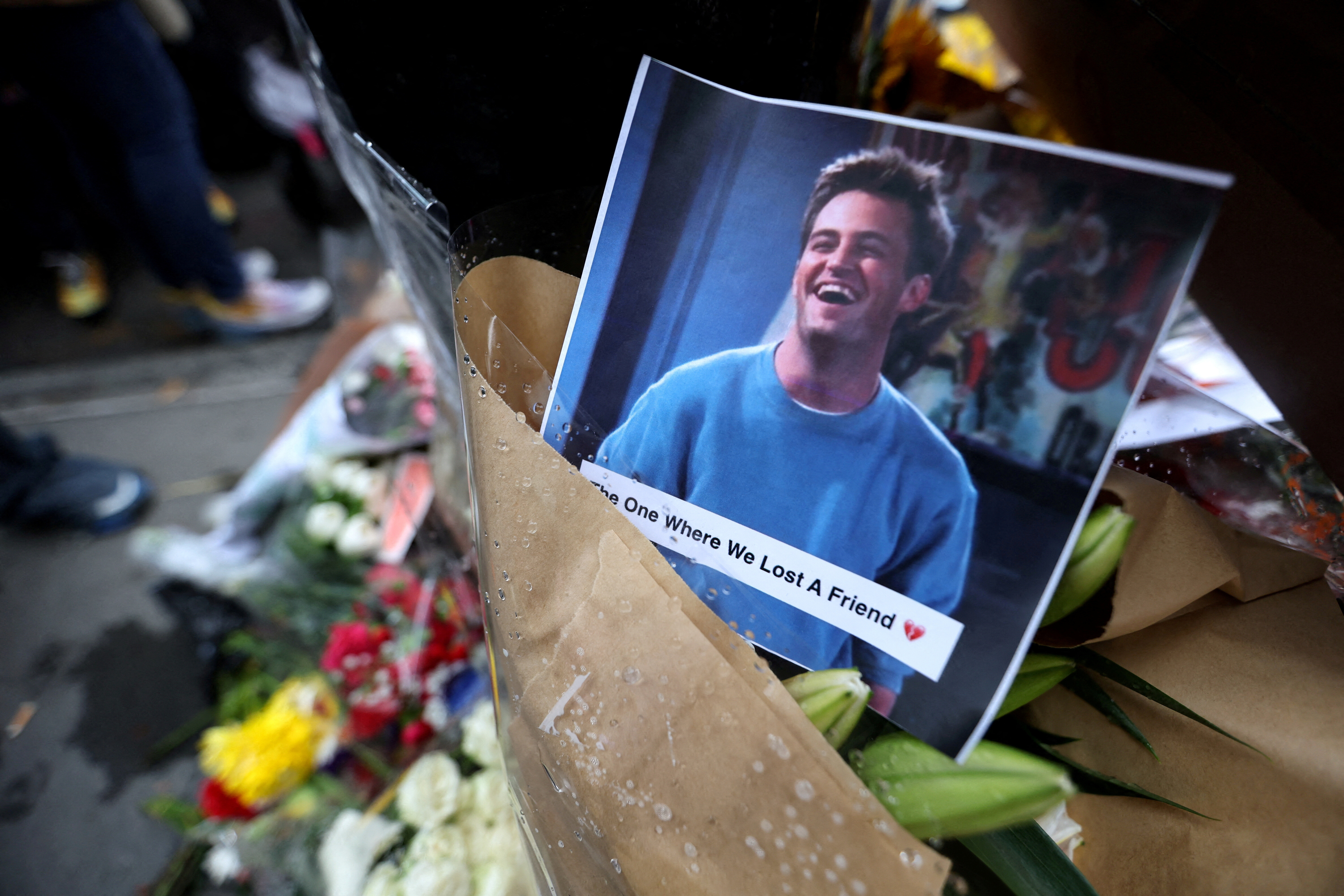 A makeshift memorial for actor Matthew Perry, the wise-cracking co-star of the 1990s hit television sitcom 